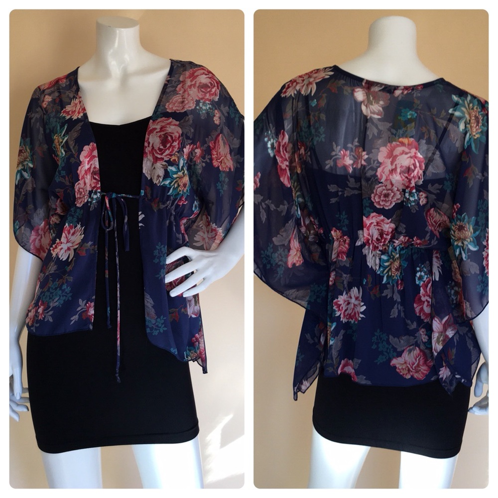 NWT Forever 21 Purple Floral Print Tie Front Top Small